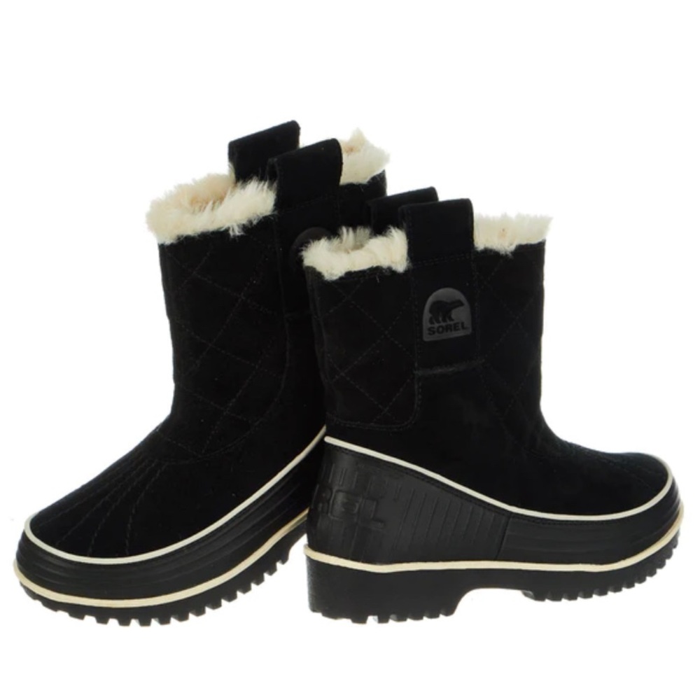 Sorel Tivoli ll Pull On Snow Winter Boot Black Suede/Leather/Faux Fur Size 7